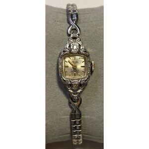 Ladies Belvil 14k Art Deco 1900-20 White Gold Diamond Watch 17j Incabloc Working